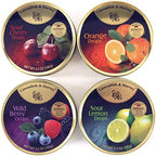 Cavendish & Harvey | Variety Flavor Hard Candy Drops | Orange, Wild Berry, Sour Lemon, & Sour Cherry | 5.3 Ounce Tins - 4 Pack