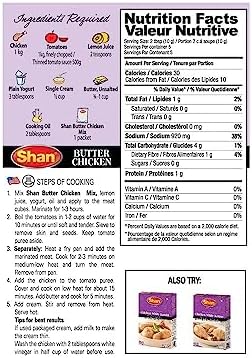 Shan Butter Chicken Recipe and Seasoning Mix 1.76 oz (50g) - Spice Powder for Juicy Chicken in Rich Tomato and Butter Sauce - Suitable for Vegetarians - Airtight Bag in a Box