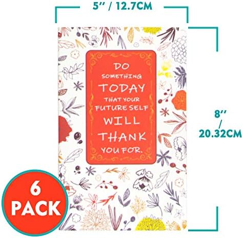 6 Packs Sewn-binding Pocket Notebook 96 Pages (Lined, 48 Sheets), 5"x 8" Sturdy 22LB/80GSM Heavy Weight Paper, Small Memo Notepad with Inspirational Motivational Quotes Writing Pad, Softcover Journal