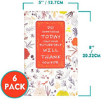 6 Packs Sewn-binding Pocket Notebook 96 Pages (Lined, 48 Sheets), 5"x 8" Sturdy 22LB/80GSM Heavy Weight Paper, Small Memo Notepad with Inspirational Motivational Quotes Writing Pad, Softcover Journal