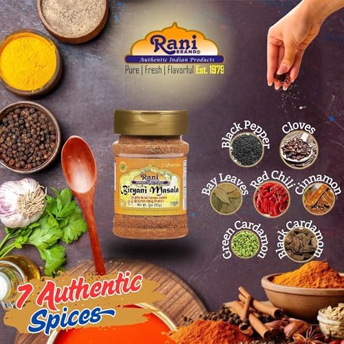Rani Biryani Masala Curry (7-Spice Blend for Indian Rice Dishes, Pullao/Pilau) 3oz (85g) PET Jar ~ All Natural | Vegan | No Colors | Gluten Friendly | NON-GMO | Kosher | Indian Origin