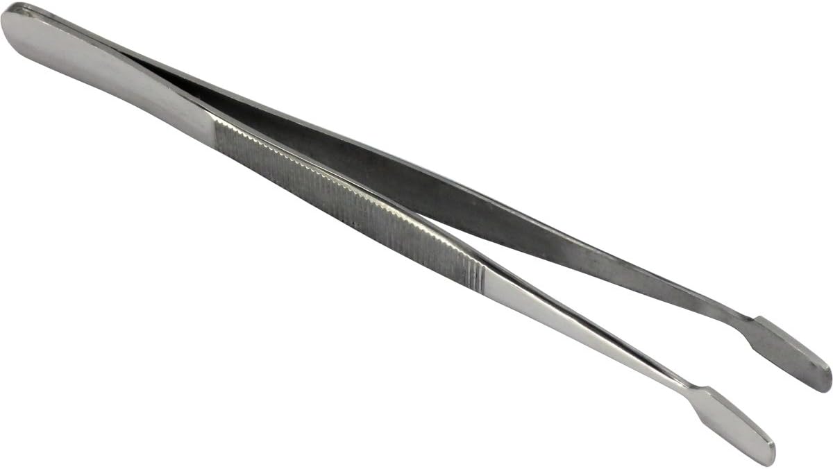 HTS 170C0 4.75" Curved Stainless Steel Stamp Tweezers