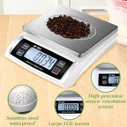 Copkim Large Digital Kitchen Scale 66LB 30kg Commercial Food Scale Stainless Bread Scale with LCD Display Commercial Weighing Devices for Baking Cooking(Silver)
