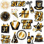 Happy New Year 2026 Cupcake Toppers 48Pcs 2026 New Years Eve Party Supplies Black and Gold New Years Party Cake Decoration for New Year Theme Countdown Decor