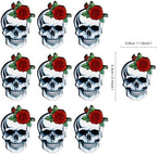 Ercadio 40Pcs Edible Wafer Paper Halloween Skull Cupcake Toppers Drink Topper Picks Horror Skull Cupcake Decors for Halloween Theme Baby Shower Party Cake Decoration Supplies