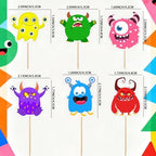 30pcs Monster Cupcake Toppers Cartoon Cute Cupcake Toppers Picks for Kids Baby Shower Birthday Monsters Theme Party Decorations Supplies