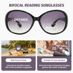 JiSoo Oversized Bifocal Sunglasses for Women, Square Reader Sunglasses Gradient Sun Glasses with Readers Built-in