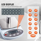 VEVOR Lab Scale, 2000g x 0.01g Accuracy High Precision Analytical Balance, 13 Units Conversion Electronic Scientific Laboratory Scale, LCD Display Digital Jewelry Weighing Scale for Lab, Jewelry