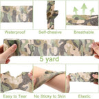 Treela 48 Pack Self Adhesive Wrap Bandage Bulk, Self Adherent Cohesive Bandage Elastic Athletic Tape Breathable Wound Tape for Stretch Athletic Sports Wrist Ankle(Colorful Camo,2 Inches X 5 Yards)