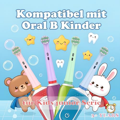 Kids Replacement Heads Compatible with Braun Oral B Electric Toothbrush, Extra Soft Replacement Toothbrush Heads for Gentle Care, Kids Toothbrush Heads are for Ages 3+ and 6-12, 8 Count