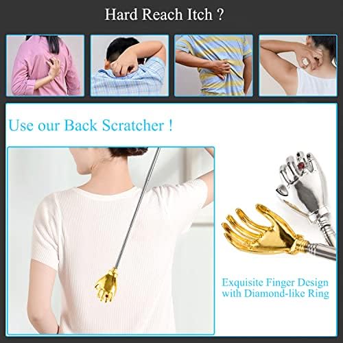Telescopic Back Scratcher Extendable Handle, Portable Stainless Steel Hand Massage Tool, Extends from 8.66 to 23.23 inches, 2 Pack