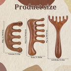 3 Pcs Wooden Scalp Massage Comb Wide Tooth Loc Comb Head Scratcher Scalp Massager Head Massager Tool for Relaxation, Gua Sha Combs for Women Men Gift