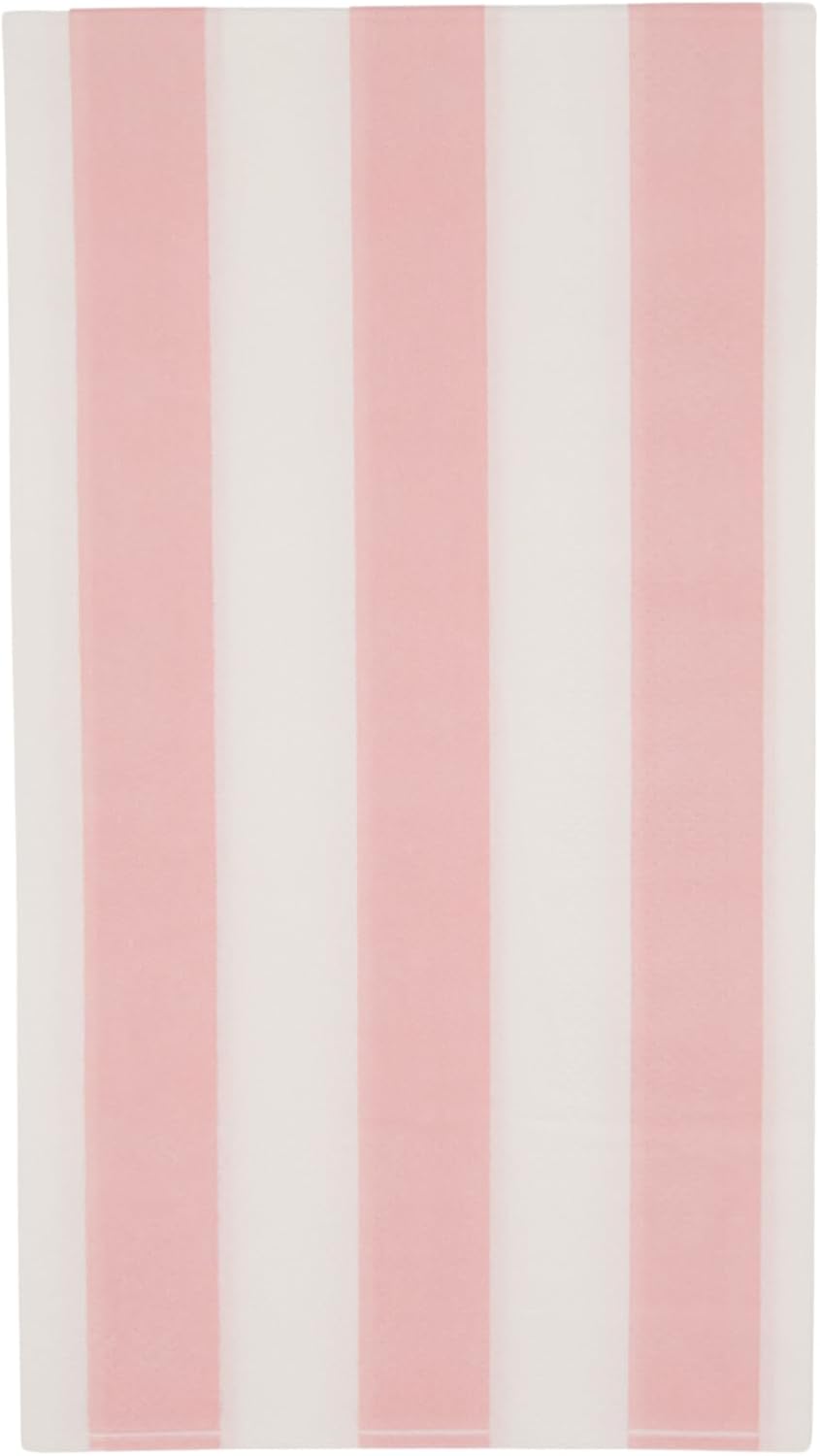 Bonjour Fete Light Pink Cabana Stripe Paper Guest Towels | Disposable, 3-Ply Napkins | Premium Party Supplies & Decor | Holidays, Kids Themed Birthday Parties, Princess | Pack of 20, 4.25" x 7.75"