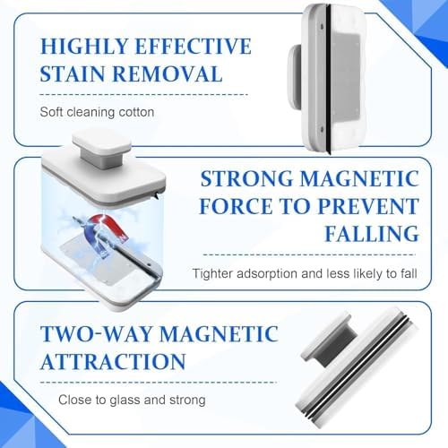 Magnetic Windshield Cleaner Tool Set, Magnetic Window Cleaner Tool, Widen Double-Sided Window Cleaner, Windshield Magnetic Car Window Cleaner, Glass Thickness 3-10mm for High Rise Car Glazed.