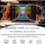 Eyekepper Oversize Pilot Metalless Sleeping Glasses Blue & Green Light Blocking, Amber Len Night Time for Men Women