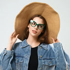 Viseng Womens Oversized Cateye Reading Glasses Blue Light Computer Glasses Stylish Reader +2.0 (green)