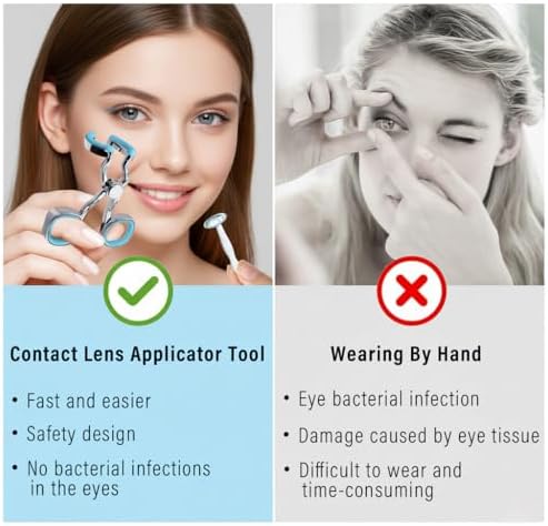 Contact Lens Applicator Tool, Eye Opener with Soft-Tip Sucker and Tweezer for Easy Insertion & Removal, Includes Portable Travel Case
