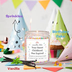 Homsolver 18th Birthday Gifts for Girls, 18th Birthday Decorations Candles Gifts for 18 Year Old Girls, Your Childhood Has Expired Handmade Candles (Vanilla Birthday Cake Scent with Sprinkles)