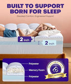 Dual Layer 4 Inch Memory Foam Mattress Topper for Pressure Relief with 4X Support, 2" Fluffy Pillow Top Queen Mattress Topper 50% Viscose Made from Bamboo Plus 2" Cooling Gel Memory Foam Mattress Pad