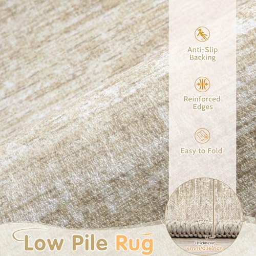 Washable Rug 8x10 Area Rugs: Modern Geometric Rugs for Living Room Non Slip Soft Low Pile Moroccan Indoor Carpet for Bedroom Nursery Dining Room Home Office (Beige, 8'x10')