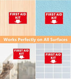 First Aid Sign, (2 Pack) Self Adhesive First Aid Kit Sign for Wall, Aluminum Metal Signs With 2 Pre-drilled Holes (9 x 6 inches, Red/White)