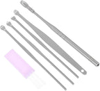 KOMBIUDA Stainless Steel Earwax Removal Kit with Smooth Surface Ear Picks for Comfortable Ear Cleaning and Itch Relief for Home and Travel