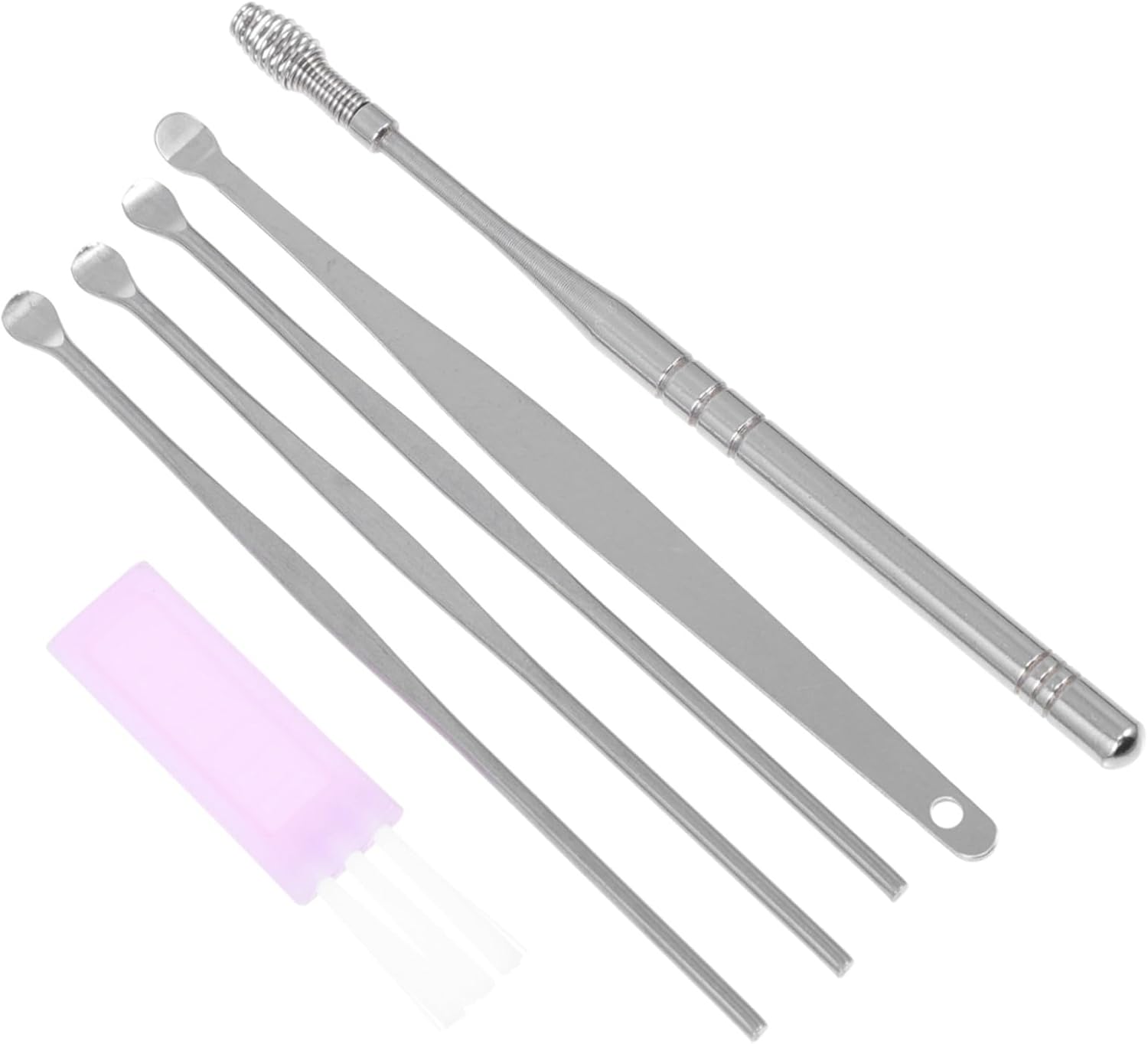 KOMBIUDA Stainless Steel Earwax Removal Kit with Smooth Surface Ear Picks for Comfortable Ear Cleaning and Itch Relief for Home and Travel