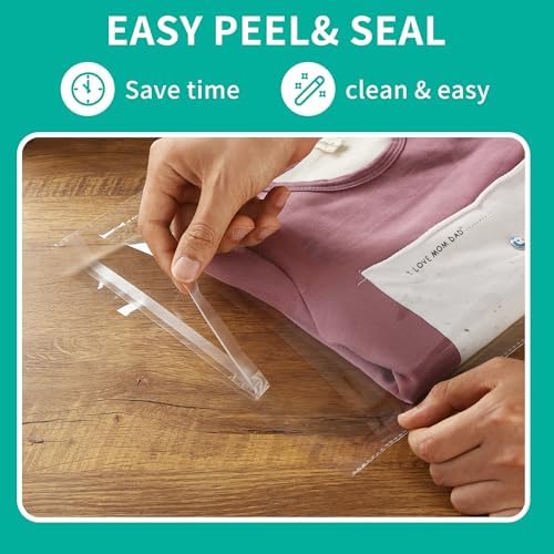 iMailer - 500 Pack - 12" x 18" Clear Cellophane Bags Self Seal- Cello Large Resealable Plastic Poly Bags for Clothing, T-Shirts, Pants