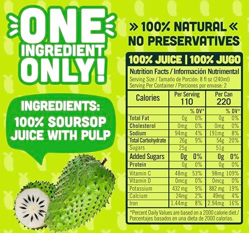 NILO Soursop Juice | 100% Real Guanabana Soursop Graviola | NO Sugar added | NOT From Concentrate | 16.57 oz (Pack of 12)