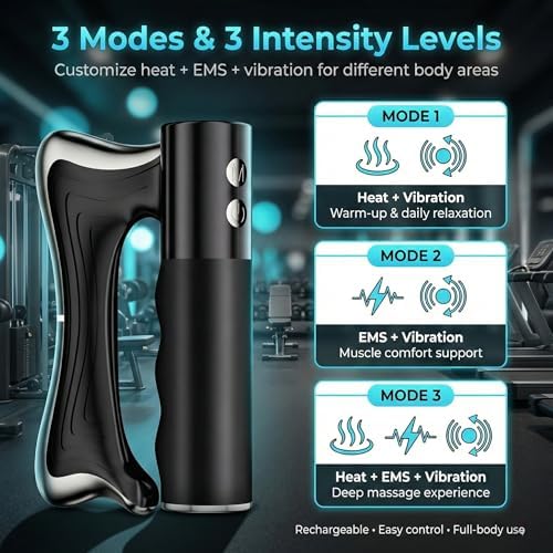 Sculptor Full Body Contour Device with Heat & EMS, Cellulite Massager Skin Firming & Lymphatic Drainage Muscle Relief Better Circulation, Electric Fascia Knife for Belly, Arm, Waist, Leg (Black)