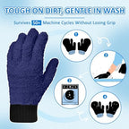 MIG4U 2 Pairs Microfiber Gloves - Dusting Gloves for House Cleaning - Washable Blind Cleaner Duster Tool (Navy,S/M)