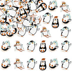 Ephlyn 48Pcs Edible Christmas Penguin Cake Toppers Wafer Paper Penguin Cupcake Decorations Christmas Cookie Decorations for Xmas Festival birthday Party Decor