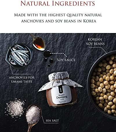 Wangshin Doenjang Aged 3 Years (9oz) - Korean Traditional Premium Soybean Paste. Anchovies and Soy Beans Fermented in Korean Traditional Clay Pots.