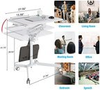 Lipo Mobile Sit Stand Desk - Height Adjustable Standing Laptop Desk Cart Rolling Couch Table on Wheels White Workstation with Gas Spring Riser for Home Office Classroom