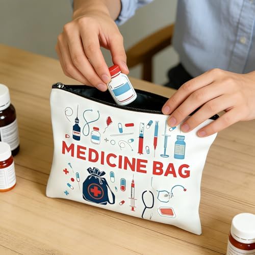 Travel Medicine Organizer Bag with Zipper Makeup Bags for Pill Storage Medical Pouch Medicine Pouch Organizer for Nurse Practitioner Gifts for Women Zipper Pouches for Organizing Cosmetic Travel Bag