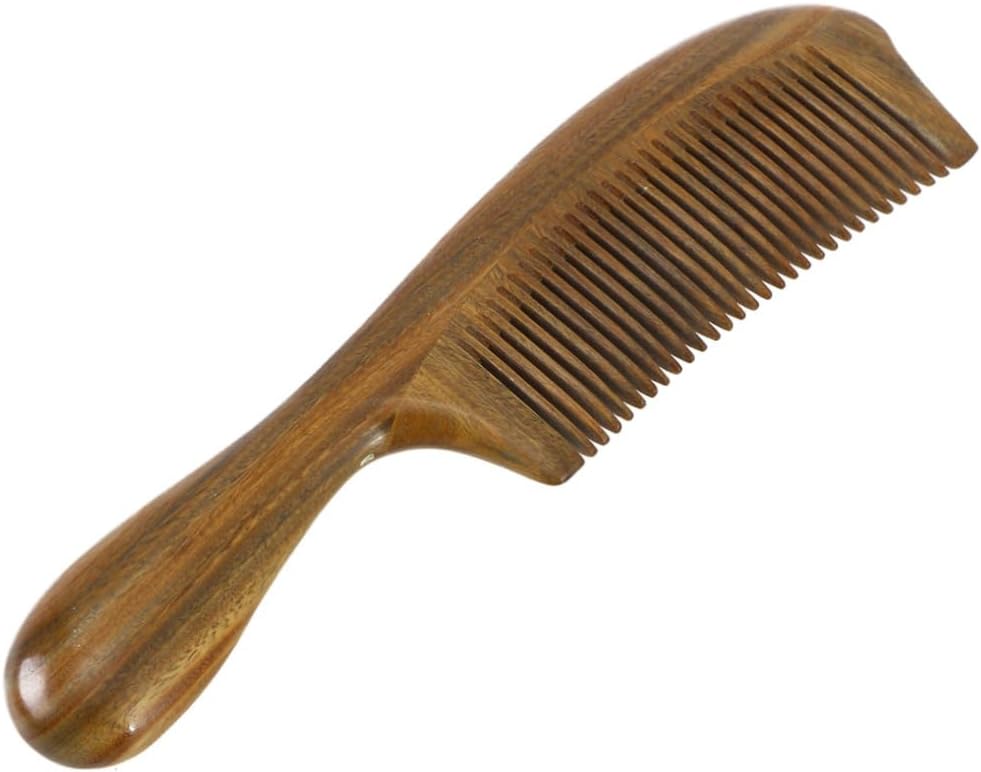 Ipetboom Sandalwood Hair Comb 7.87 Inch Wooden Scalp Massage Comb with Thick Handle Anti-Static Close Teeth for Hair Care and Daily Use