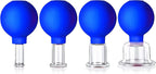 4 Size Facial Cupping Therapy Set Glass, Eye Face Vacuum Massage Anti Cellulite Cup - Silicone Cupping Massage Therapy, for Beauty Body Cup Fascia Massager(Softcover-Blue)