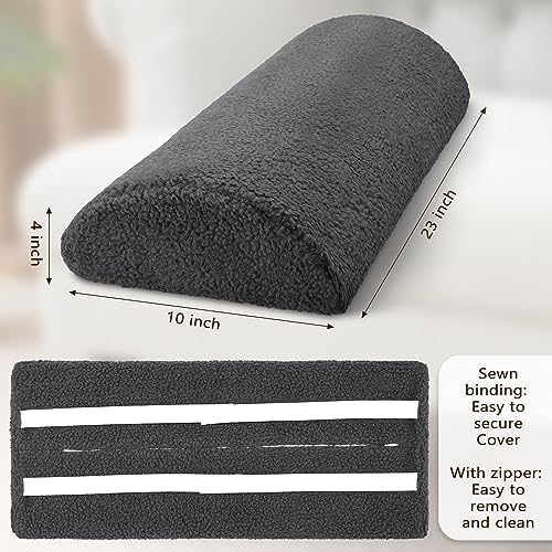 Wesiti Recliner Foot Pillow Cushion High Resilience Sherpa Memory Foam Bolster Sleeping Rest Multipurpose Half Roll Leg Pillow Suitable for Bed Chair Sofa Headrest Back Lumbar Leg Support(Dark Gray)