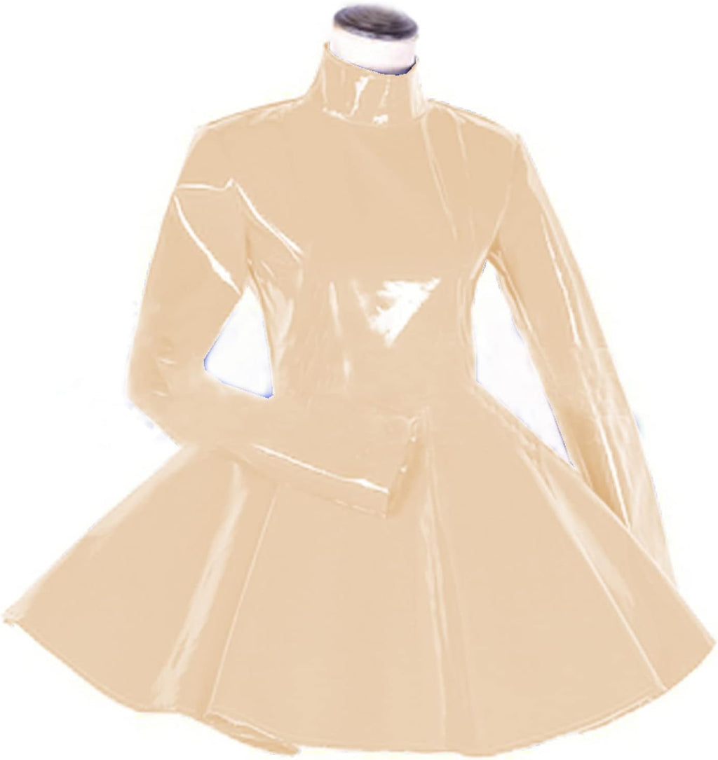 Long Sleeve Women Dress Turtleneck Dress for Women PVC Leather Elegant Party Dress Dress Plus Size Bridesmaid Dress,Apricot,XL