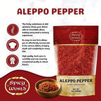 Spicy World Aleppo Pepper Flakes 7 oz | Authentic Turkish Chili Spice for Exquisite Heat & Flavor | Premium Crushed Chili Pepper from Halaby Region | Popular in Turkish & Middle Eastern cooking
