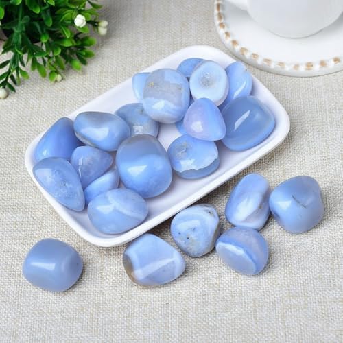 Erliway Blue Lace Agate Crystal and Healing Stones Tumbled for Energy Balance, 0.8-1.2" Large Natural Polished Tumbled Crystals for Reiki, Meditation, Stress Relief, Vase Filler Home Décor (1 Pc)