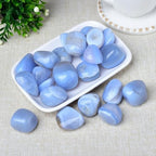 Erliway Blue Lace Agate Crystal and Healing Stones Tumbled for Energy Balance, 0.8-1.2" Large Natural Polished Tumbled Crystals for Reiki, Meditation, Stress Relief, Vase Filler Home Décor (1 Pc)