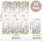 50 Spring Floral Paper Napkins, Wildflower Flower Butterfly Disposable Decorative Guest Napkins for Spring Summer Party, Bridal Shower, Baby Shower, Tea Party, Birthday Table Decorations