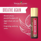 Young Living Breathe Again Roll-On - 10ml - Essential Oil for Breathing - Invigorating Aromatherapy - Refreshing Eucalyptus Blend - Ideal for Workouts - Soothing Sensation