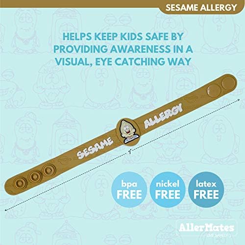 AllerMates Kids Medical Wristband - Sesame Children's Medic Alert Allergy Awareness Bracelet (2 Pack)