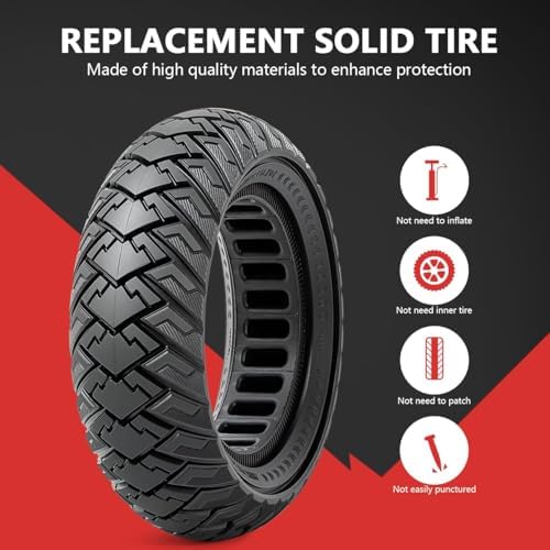 2 PCS 10x3.0 255x80 (80/65-6) Solid Tire,10 Inches Electric Scooter Tires 10 x 3.0 Solid Tires Front or Rear Replacement Solid Rubber Tires Compatible with 10x3.0 Electric Scooter Tire?P-1009?