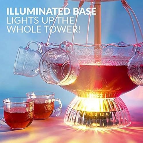 3-Tier Electric Cocktail Fountain Drink Machine with LED Base & 5 Cups – Perfect for Champagne Wine Beer and Juice at Weddings Parties & Celebrations