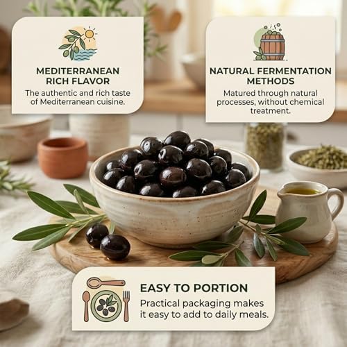 Marmarabirlik Black Olives, Olive Brine, Mediterranean Pickled Olives, Natural & Ripe Food, Healthy Snacks, Individual Packs, Fresh, Vegan, Halal, Kosher, Small, 28.2 Oz (800g)