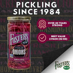 Foster's Pickled Red Onions in a Jar, 16oz, 2 Pack, Traditional Vegetables Recipe for 40 years, Gluten, Fat, and Preservative Free, Low Calorie Snack, Farm Pickled Onions