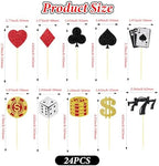 24 Pcs Casino Cupcake Toppers, Casino Theme Party Decorations, Glitter Poker Chips Toppers for Vegas Themed Party Decorations, Fruit Food Picks for Poker Night Decor